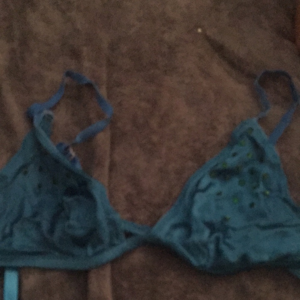 Victoria’s Secret Green rhinestone bralette with matching G-String